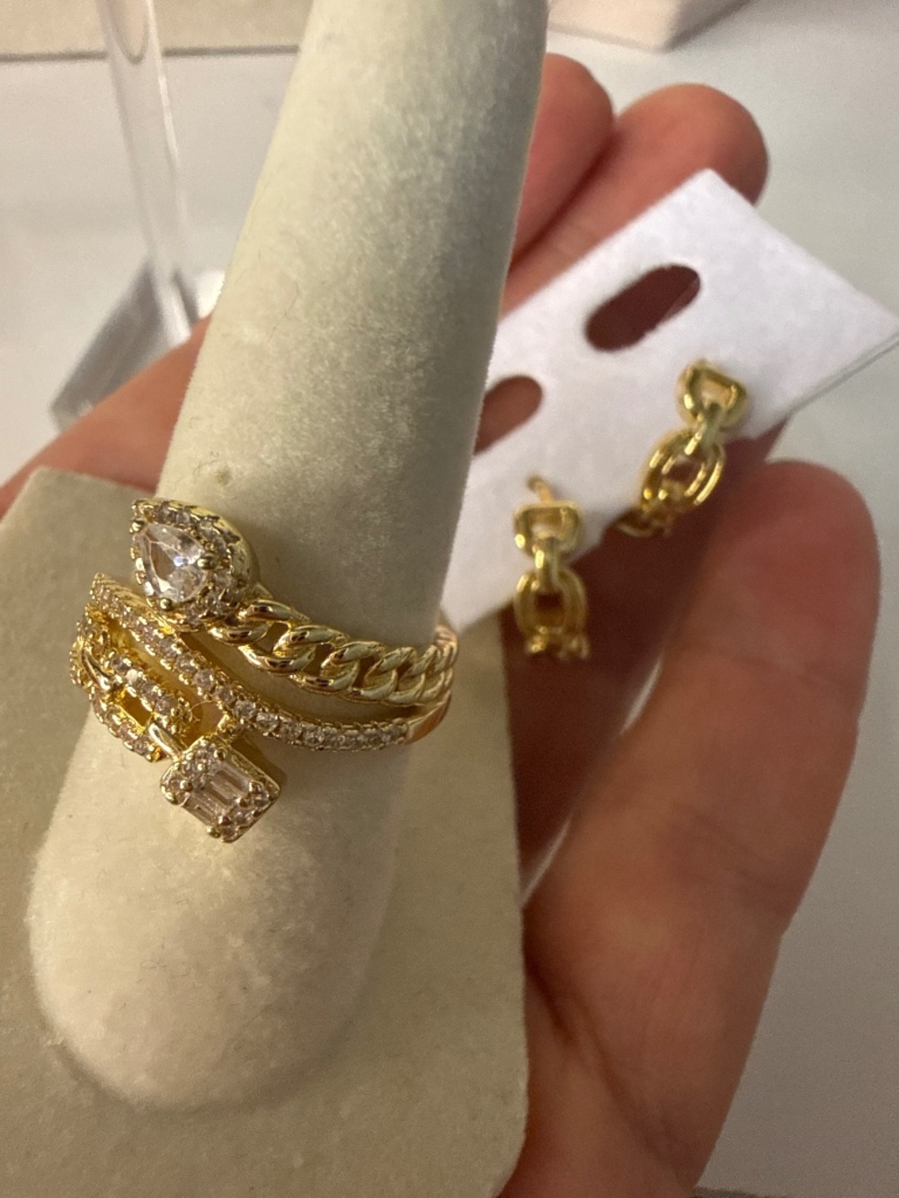 Huggie Buckle Earrings and Ring Set